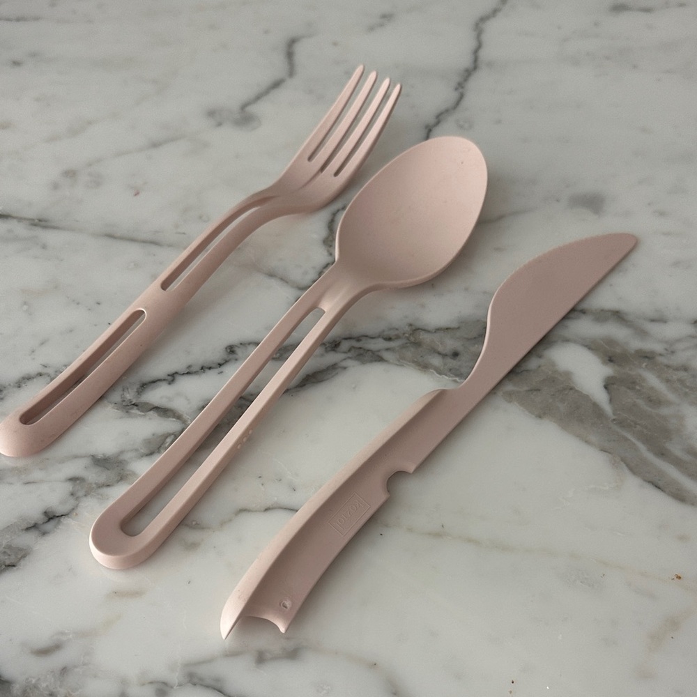NEW Portable Pink Collapsible Cutlery Set - lunch box or picnic set - Picture 6 of 8